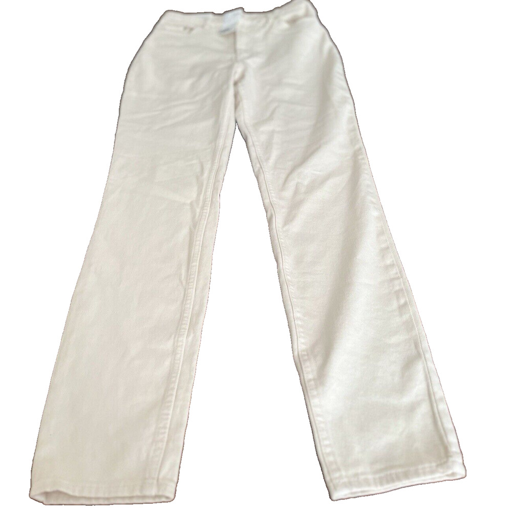H&M LOGG Jeans Women's Youth Size 4 Ivory Denim Slim Fit Straight Tall NWT